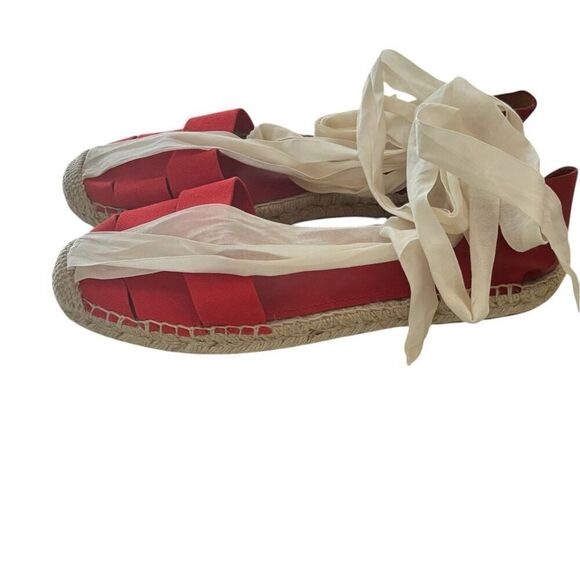 Ulla Johnson Canvas Ankle Wrap Espadrille in Red NWOB Size 40/10 - Picture 2 of 5